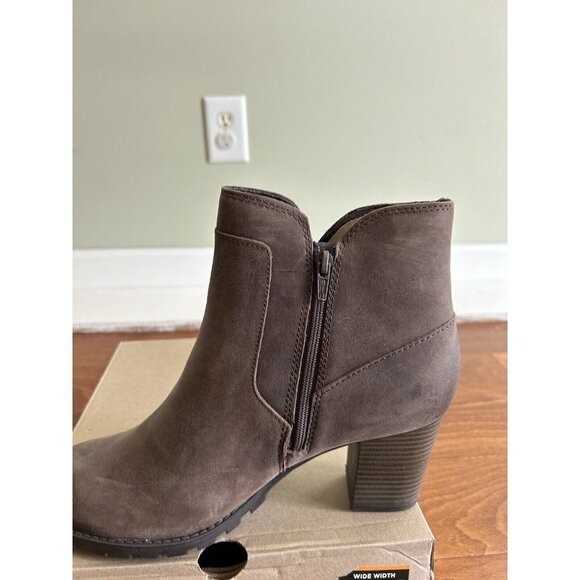 Clarks Women's Verona Step Fashion Boot Dark Taupe Leather NEW 11 W - Picture 6 of 9